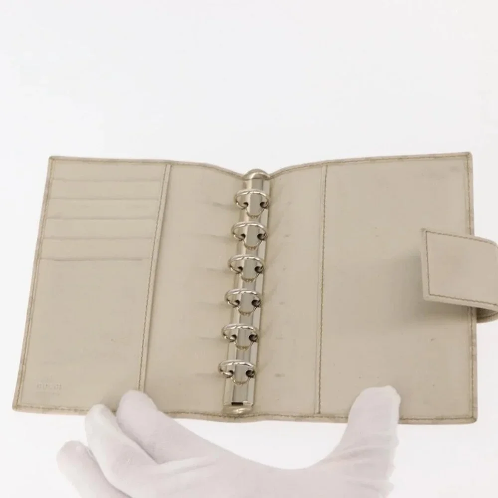 GUCCI GG Canvas Guccissima Day Planner Cover Leather White